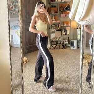 So Sporty VTG Y2K Retro Sportswear Brown & Pink Striped Low Rise Track Pants